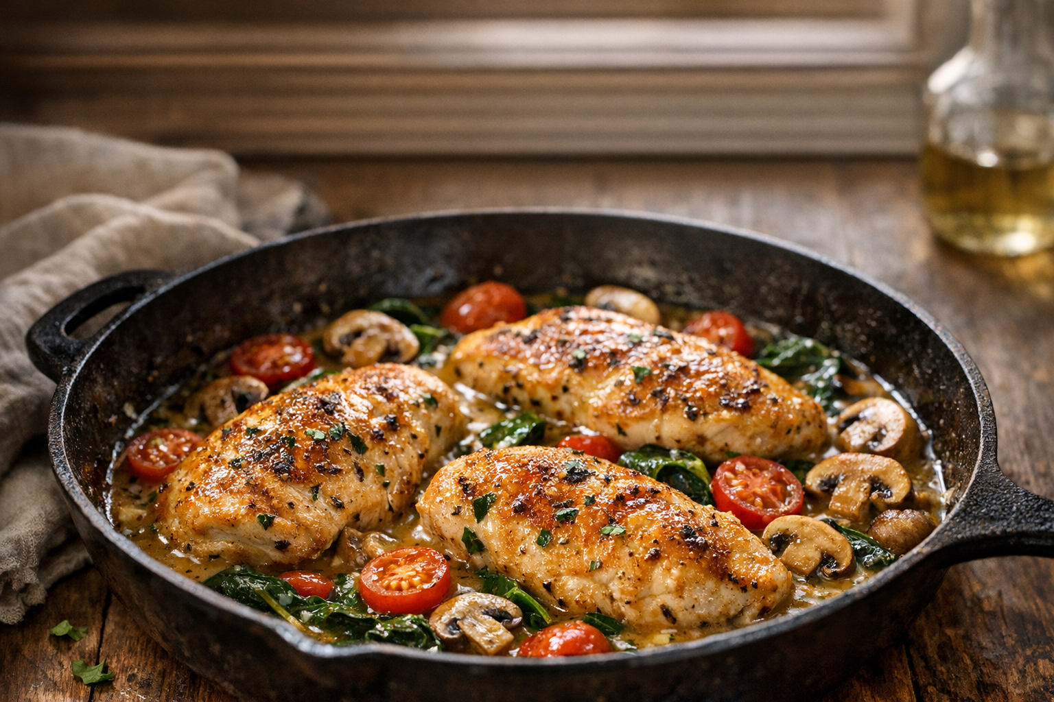 Easy Skillet Chicken Dinner Recipe Pinterest image