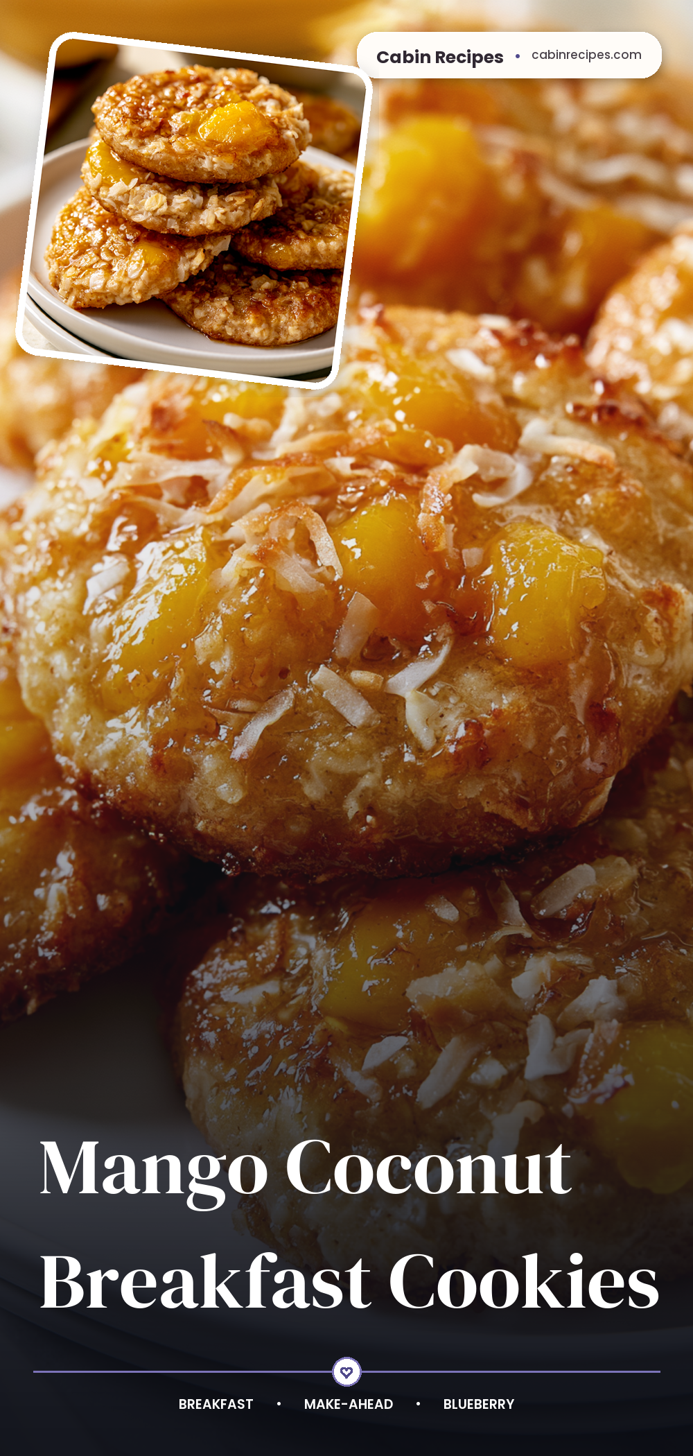 Pinterest graphic for Mango Coconut Breakfast Cookies