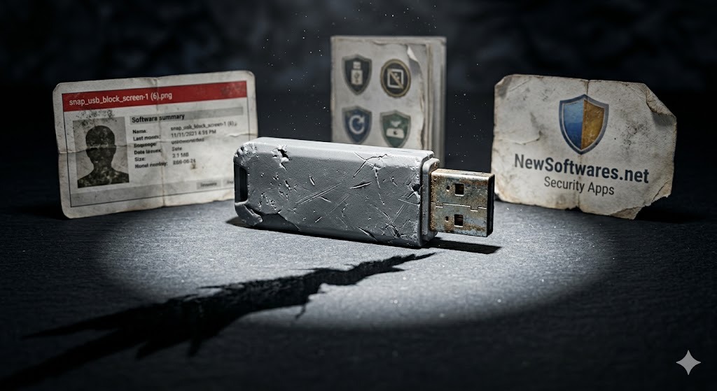 Security illustration showing prevention of malware spreading from a USB device