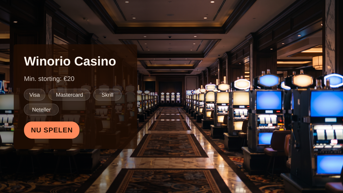 Winorio Casino — welkomstbonus 325% tot €7.000 + 250 FS, betalingen: Visa, Mastercard, Skrill, Neteller, iDEAL