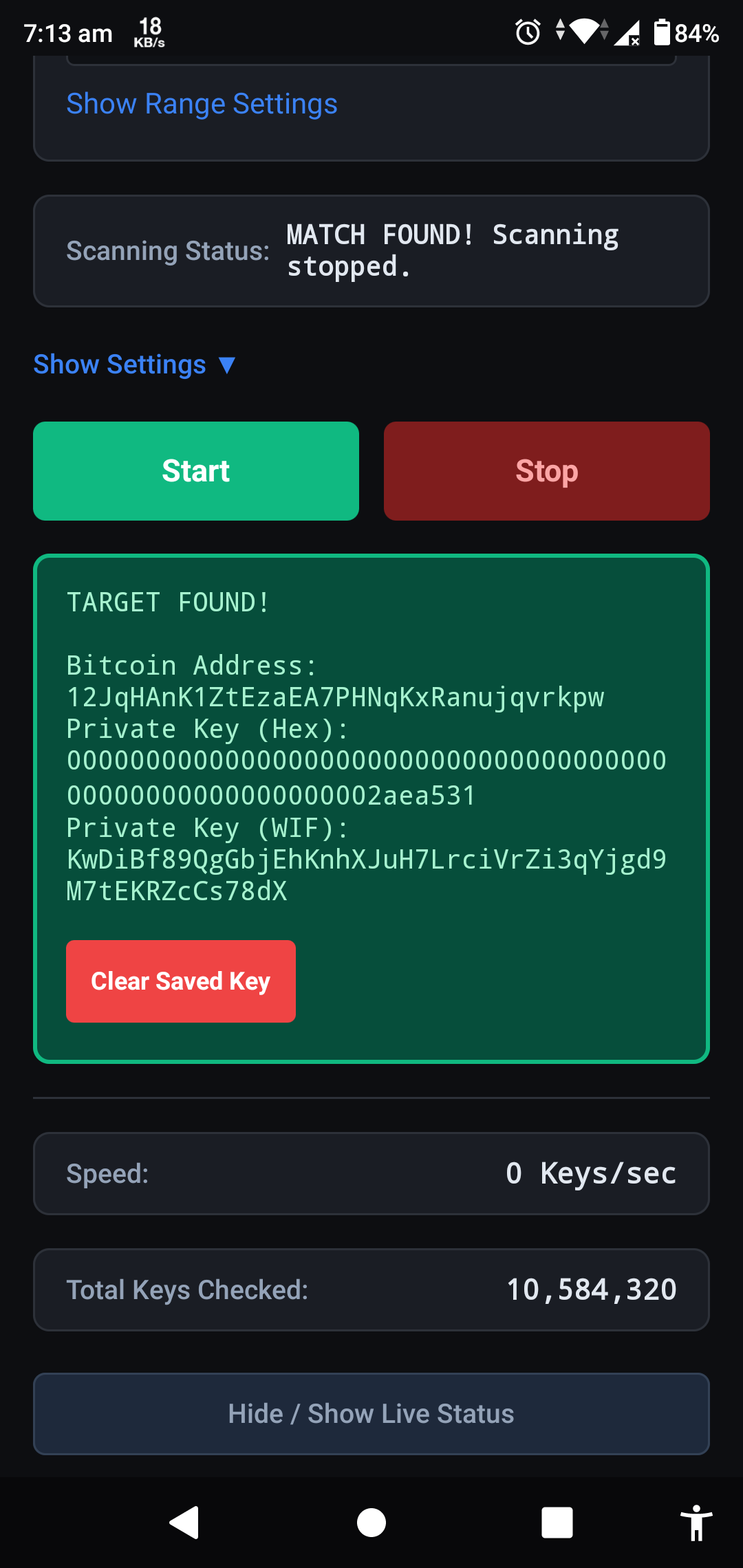 BTCPuzScan Scan Progress