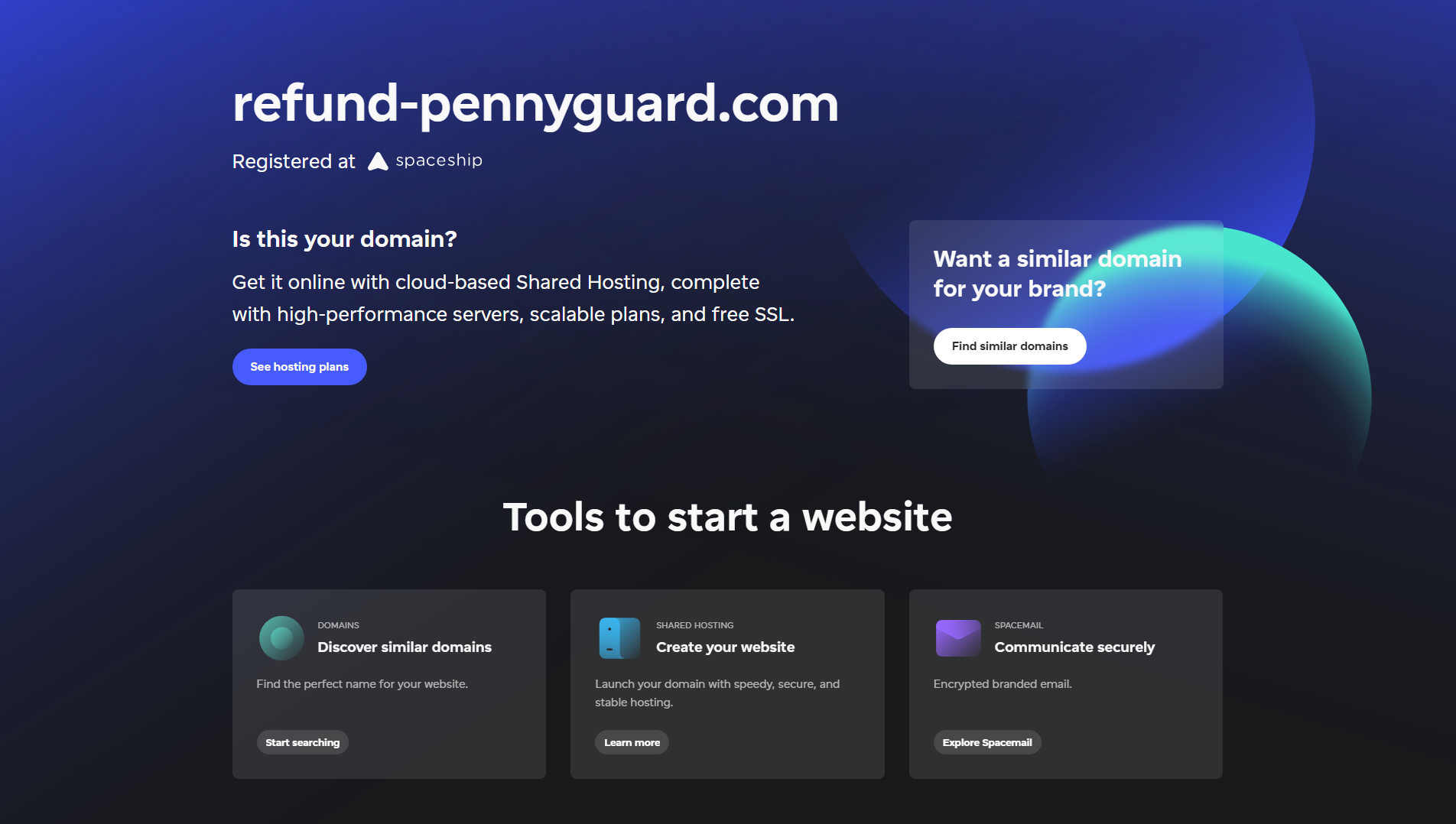 Stored capture of refund-pennyguard.com