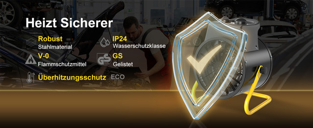 DAHTEC Heizlüfter Heizt Sicherer Schutzfunktionen