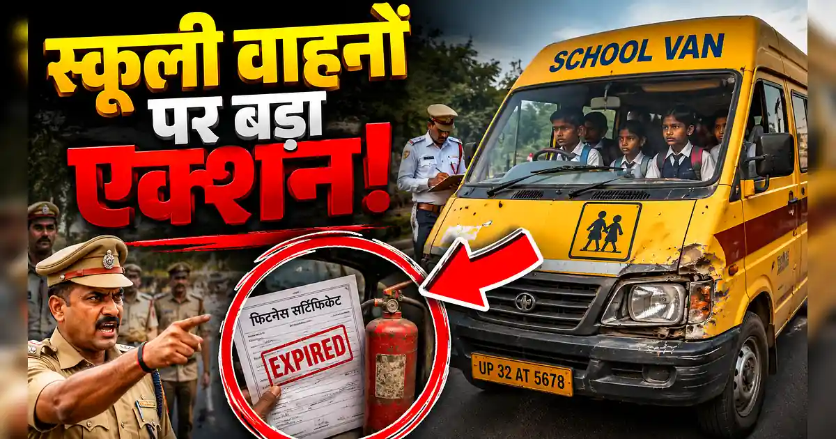 सावधान! सीतापुर में स्कूल बसों पर बड़ा एक्शन, 8 जुलाई से गिरेगी गाज - A Man Is Pointing At A School Bus