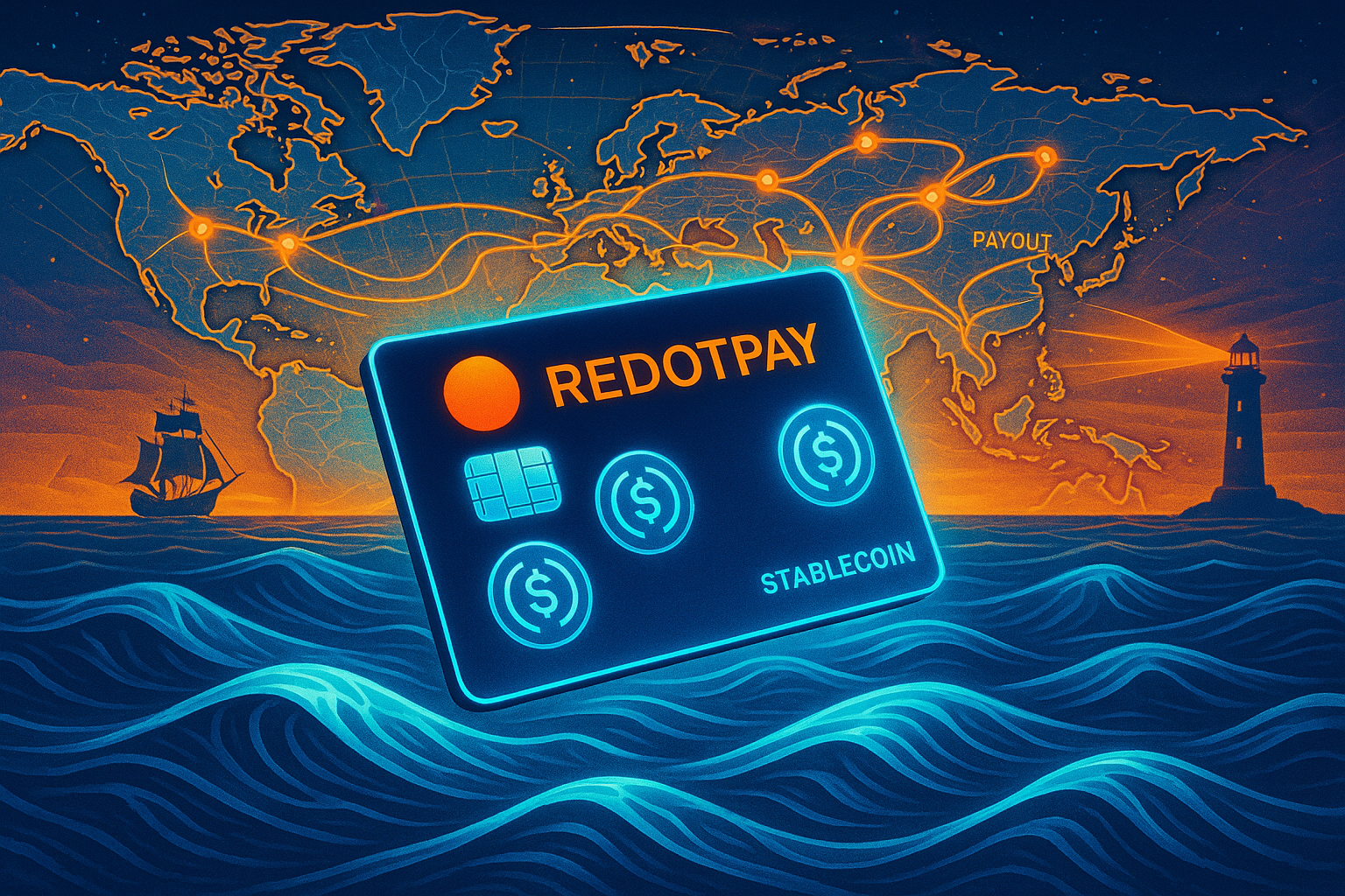 Illustration of RedotPay's stablecoin payments expansion with global network growth