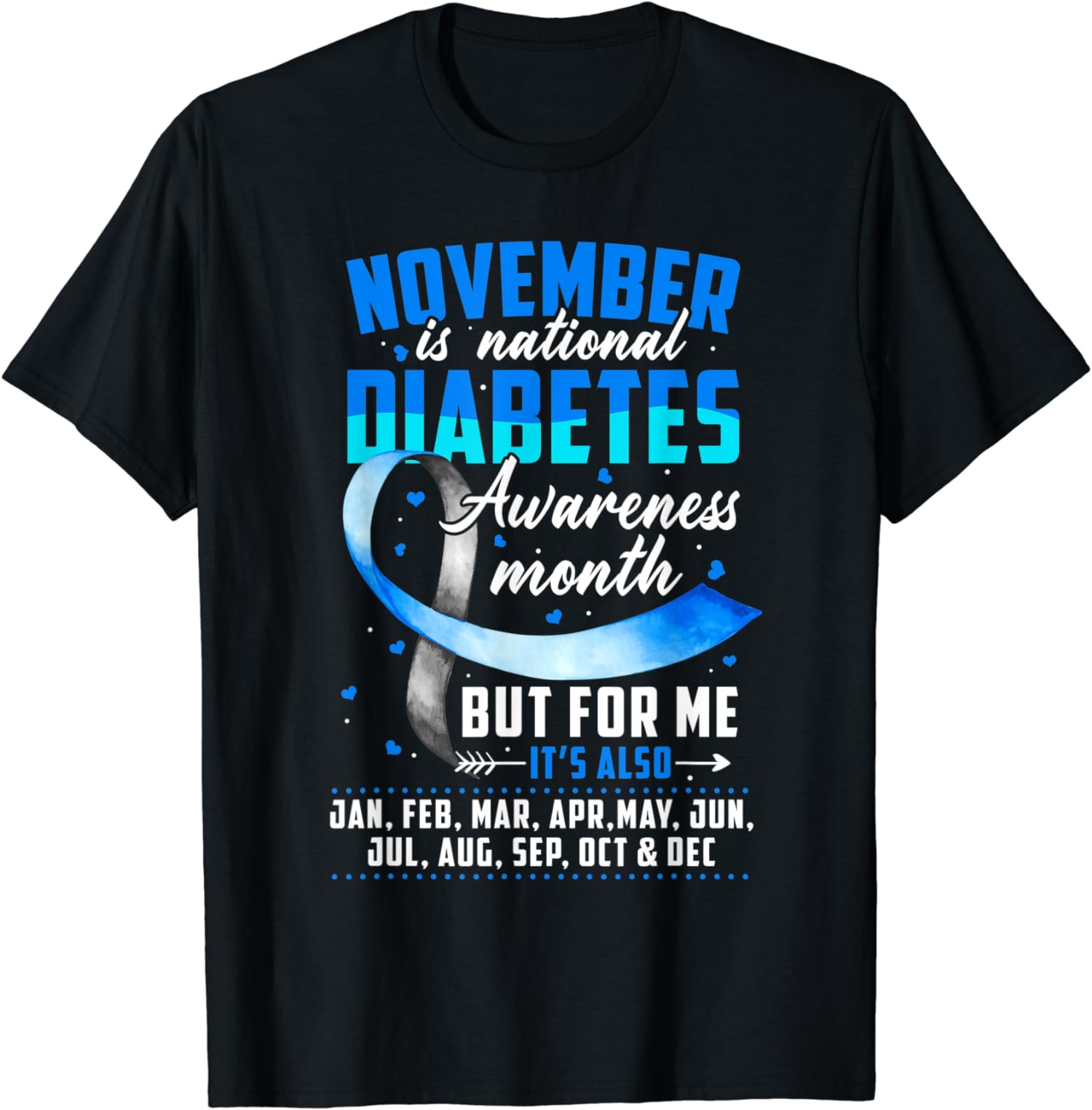 November Is Diabetes Awareness Month Blue And Gray Unisex T-Shirt