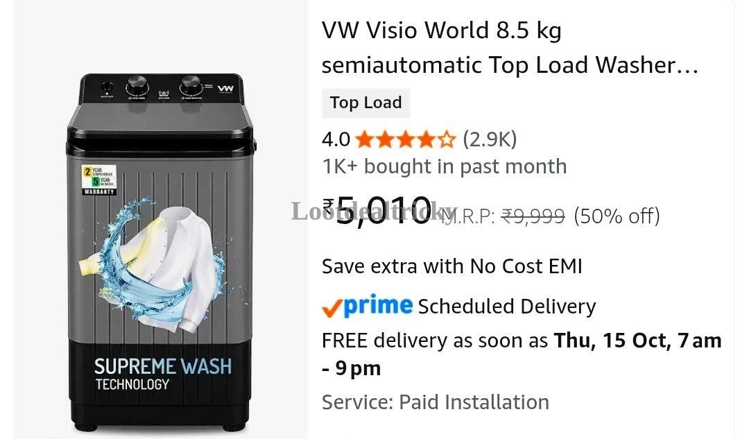 8 5kg Washing – Just ₹8 | Loot Deal