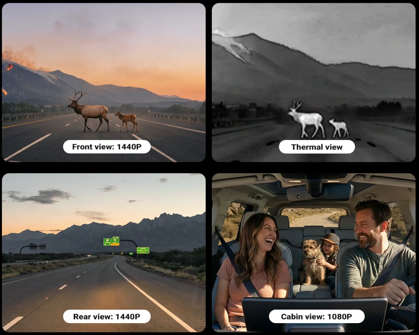 Vantrue Pilot 2 Smart Thermal Imaging 4-Channel Dash Cam multi-channel recording