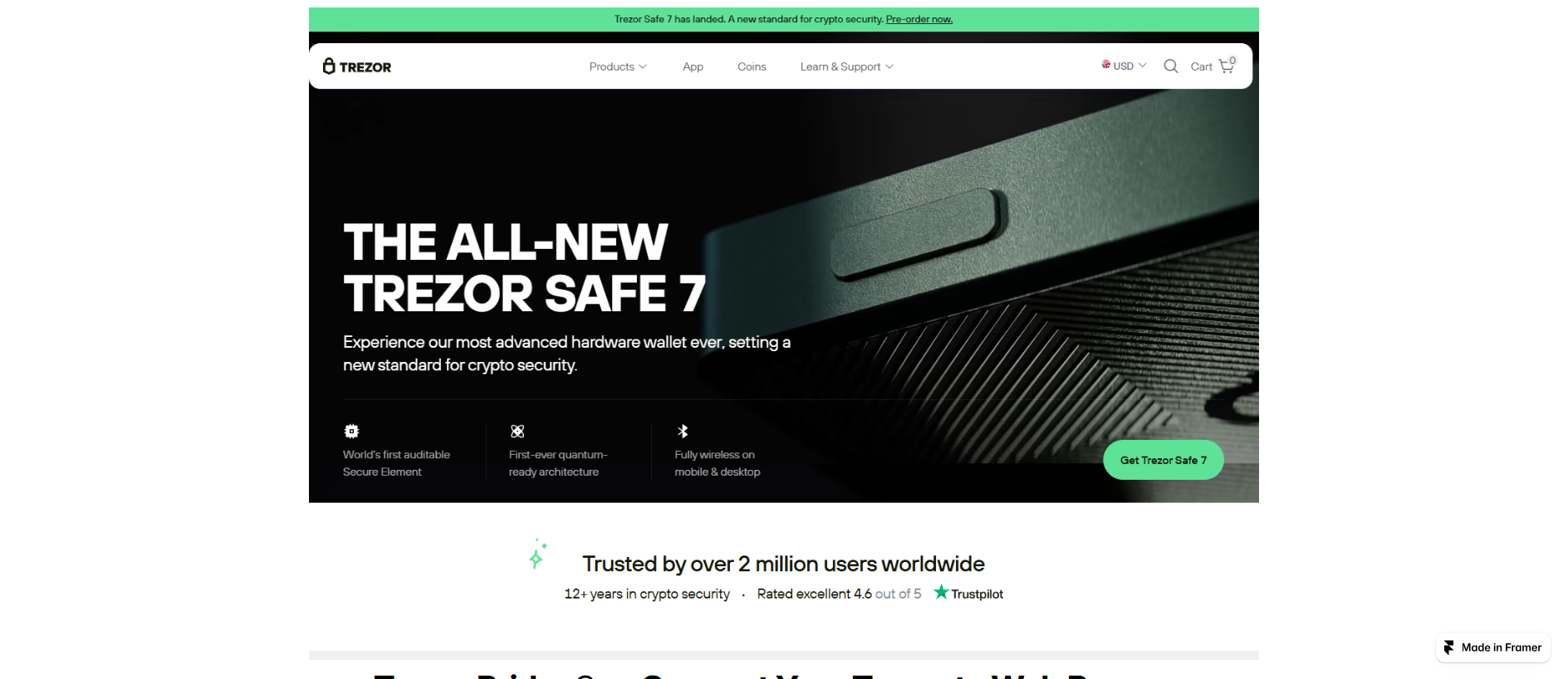 Forensic screenshot of trexor-cdn.framer.ai showing the phishing page layout
