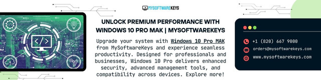 Upgrade your system with Windows 10 Pro MAK from MySoftwareKeys and experience seamless productivity. Designed for professionals and businesses, Windows 10 Pro delivers enhanced security, advanced management tools, and compatibility across devices. Explore more!

https://mysoftwarekeys.com/product-category/windows/windows-11