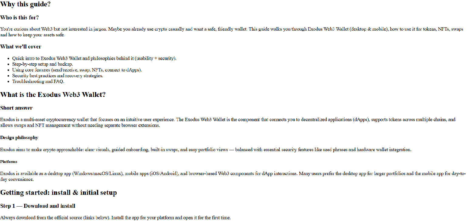 Screenshot of guide-exodus-doc.pages.dev