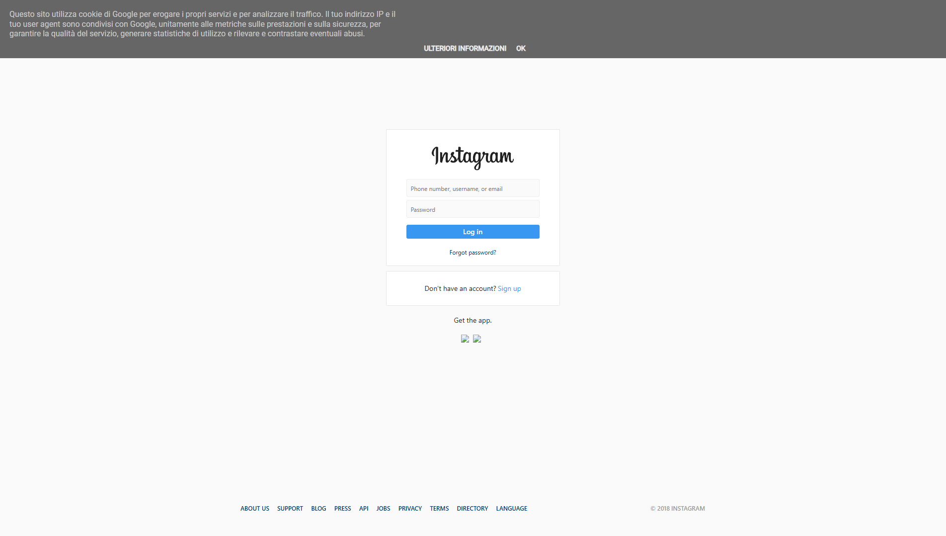 Forensic screenshot of login-instagram-login.blogspot.com showing the phishing page layout