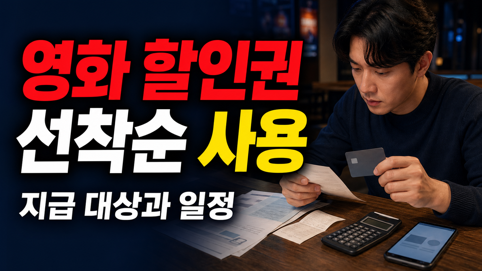 영화 6000원 할인권 자동 지급됐어도 끝이 아니다? 결제 선착순 사용방법 관련 핵심 정보를 상징적으로 보여주는 썸네일 이미지
