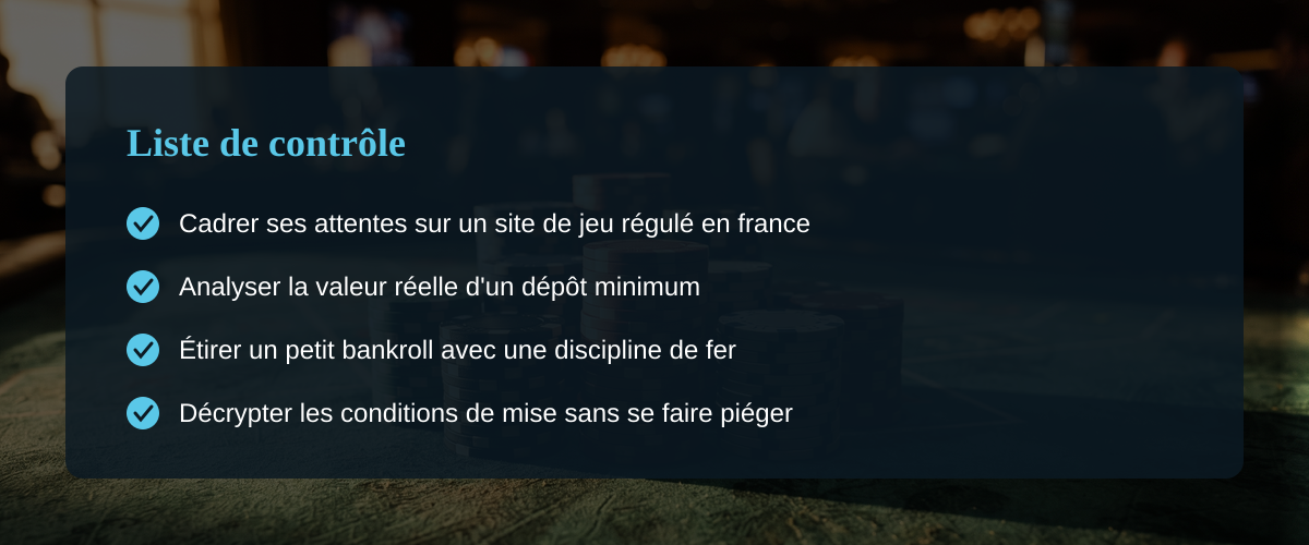 Site de casino en ligne : comprendre l'offre française quand on joue petit — Liste de contrôle
