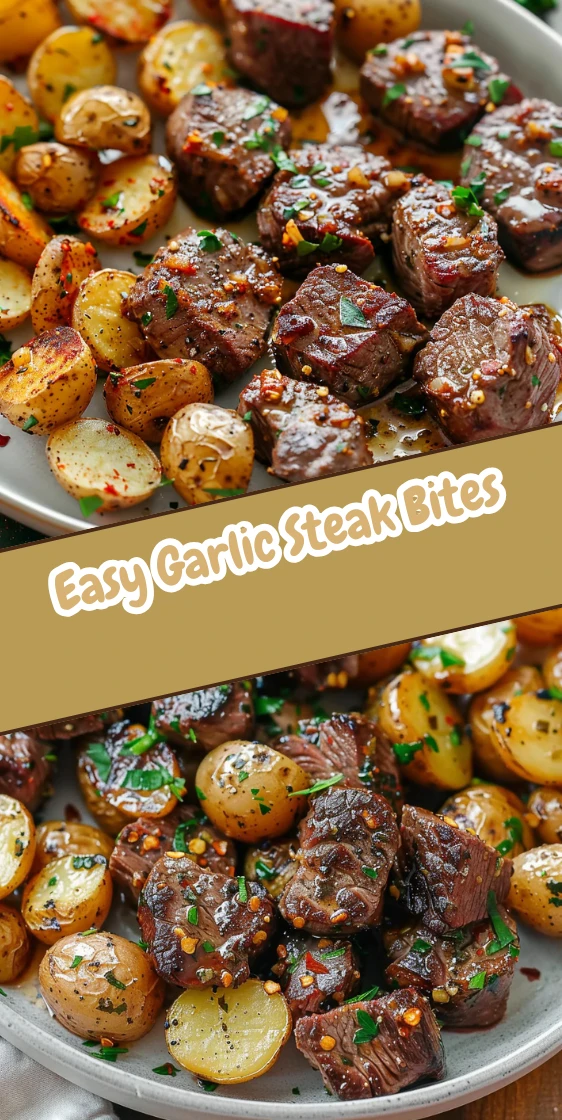 Garlic Steak Bites and Crispy Potatoes Skillet Dinner
