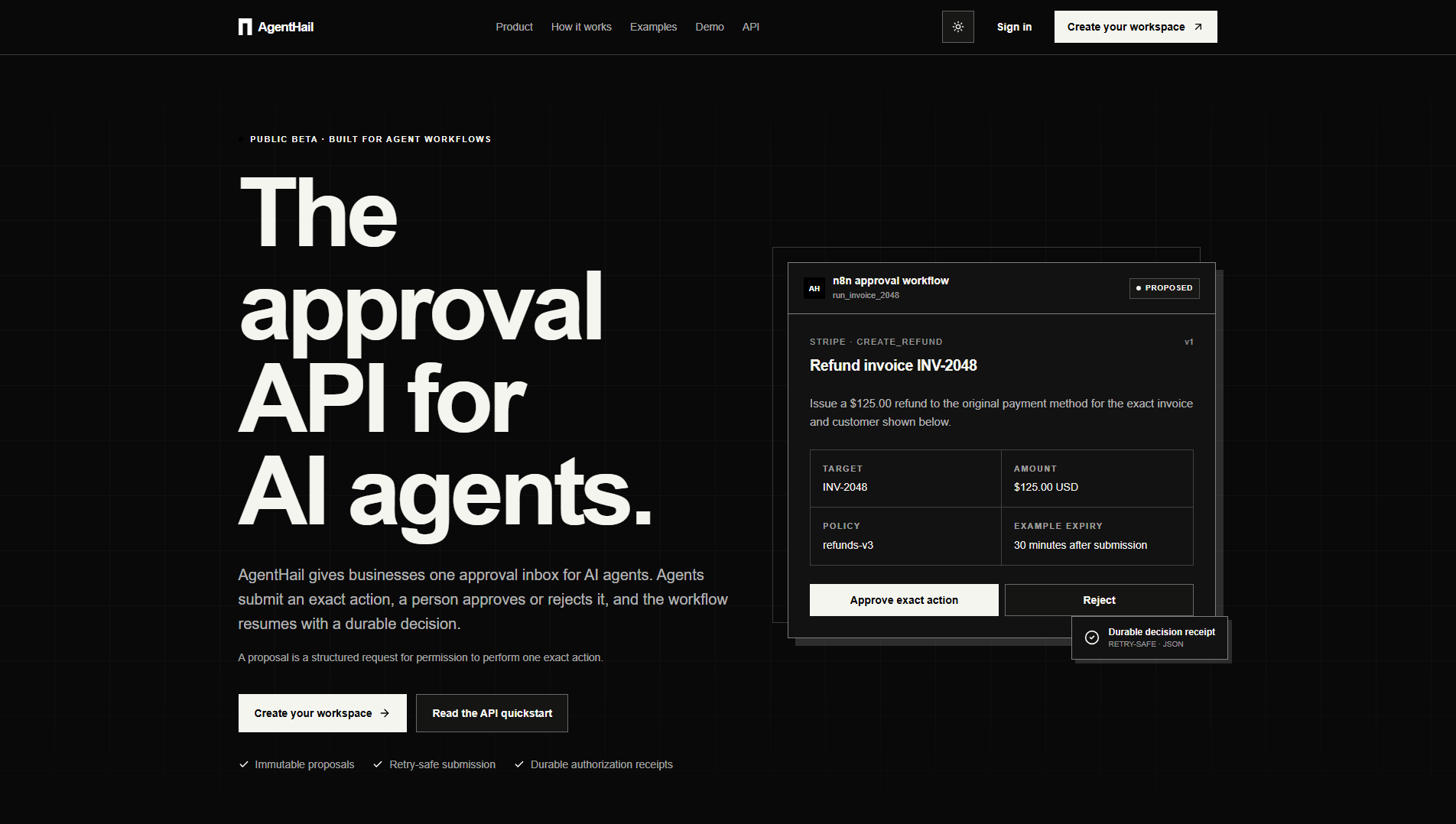 Screenshot of agenthail.com