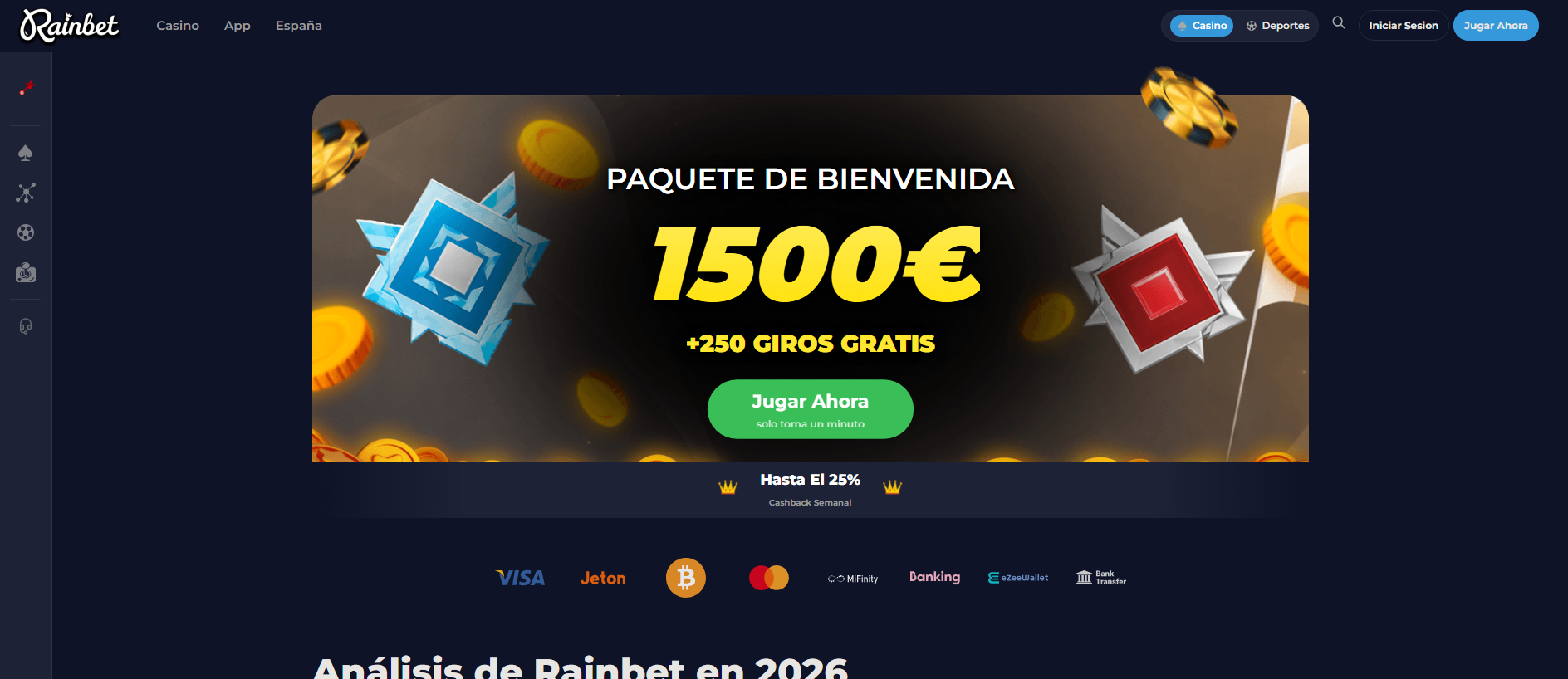 Stored capture of casinorainbet.es