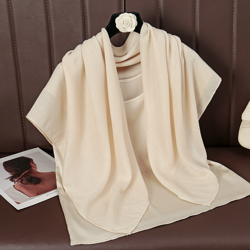 Beige 90 x 90cm Women Solid Colour Square Scarf - Lightweight Polyester Head Scarf and Shawl Wrap, Soft Casual Neck Scarf for Travel, Hair Styling and Everyday Layering