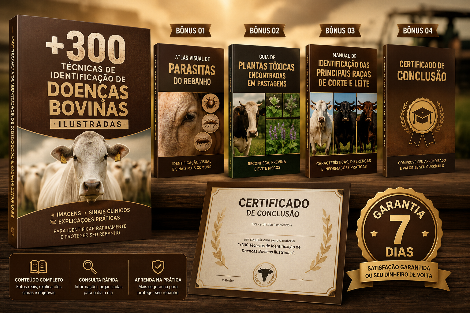 Mockup do material +300 Técnicas de Identificação de Doenças Bovinas