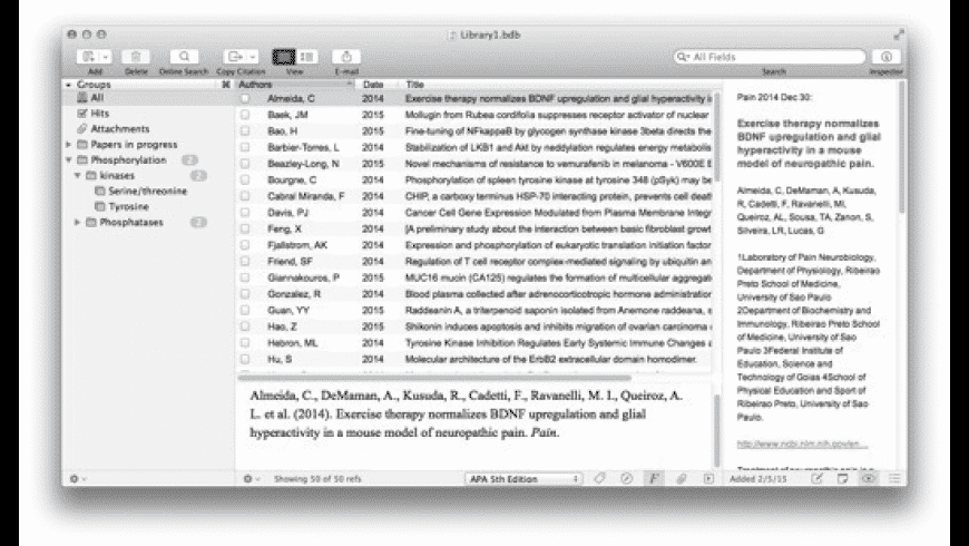 Bookends Mac — reference library with groups, citations and attached PDFs