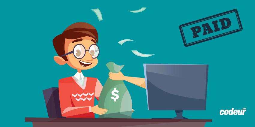 Illustration d'un codeur gagnant de l'argent en ligne