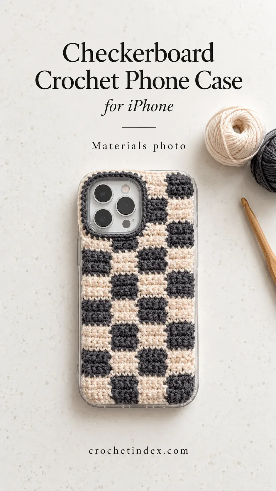Checkerboard Crochet Phone Case for iPhone Pinterest pin