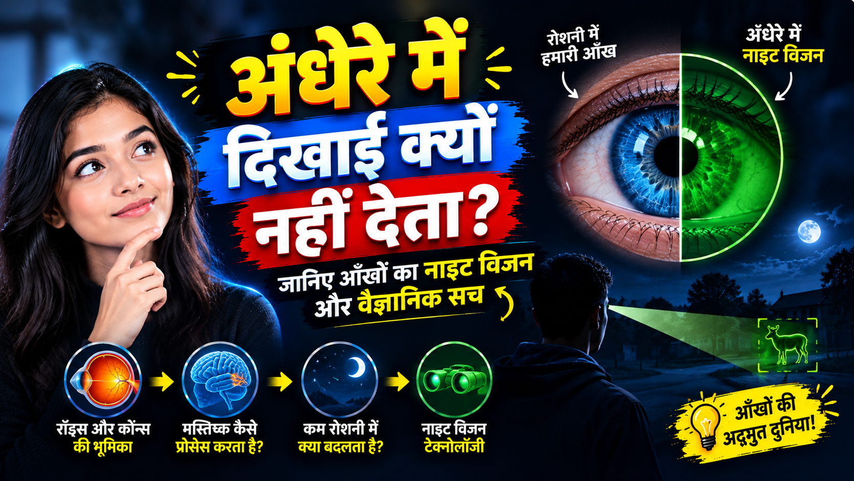अंधेरे में दिखाई क्यों नहीं देता? जानिए आँखों का नाइट विजन और वैज्ञानिक सच