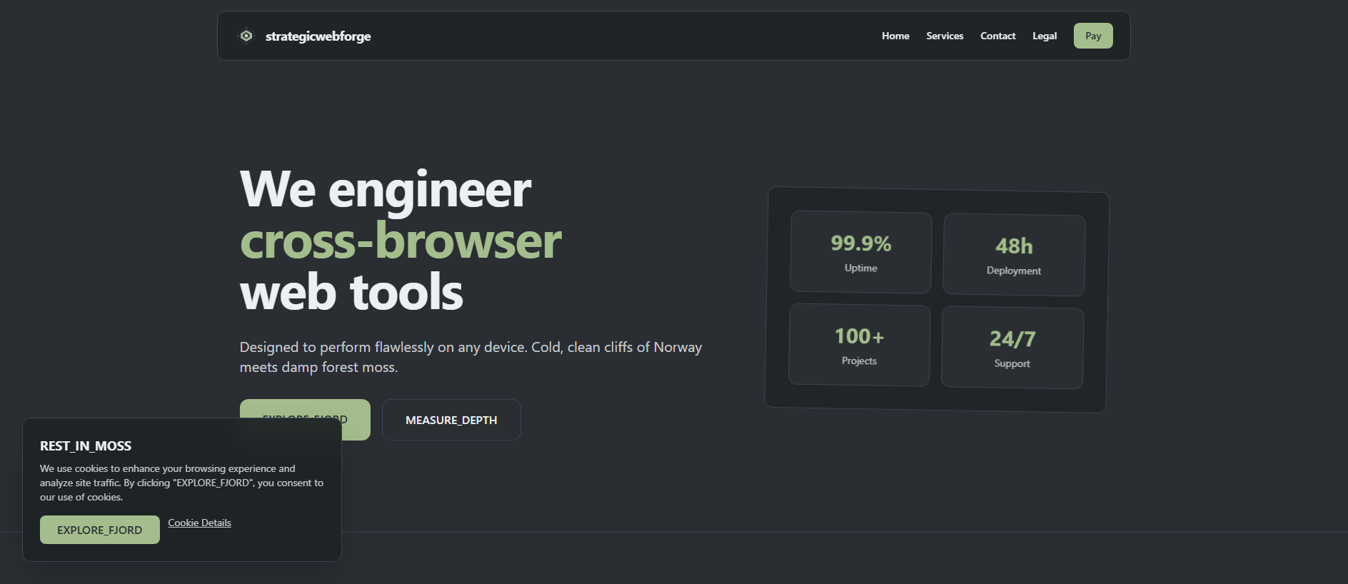Forensic screenshot of strategicwebforge.com showing the phishing page layout