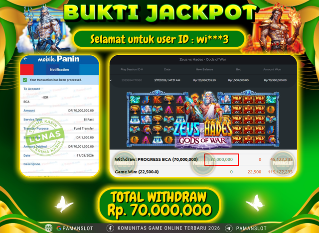 PAMANSLOT JACKPOT Game Zeus vs Hades - Gods of War Rp.70,000,000- LUNAS