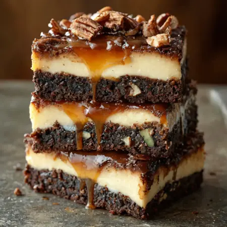 Decadent Milky Way Caramel Pecan Cheesecake Brownie
