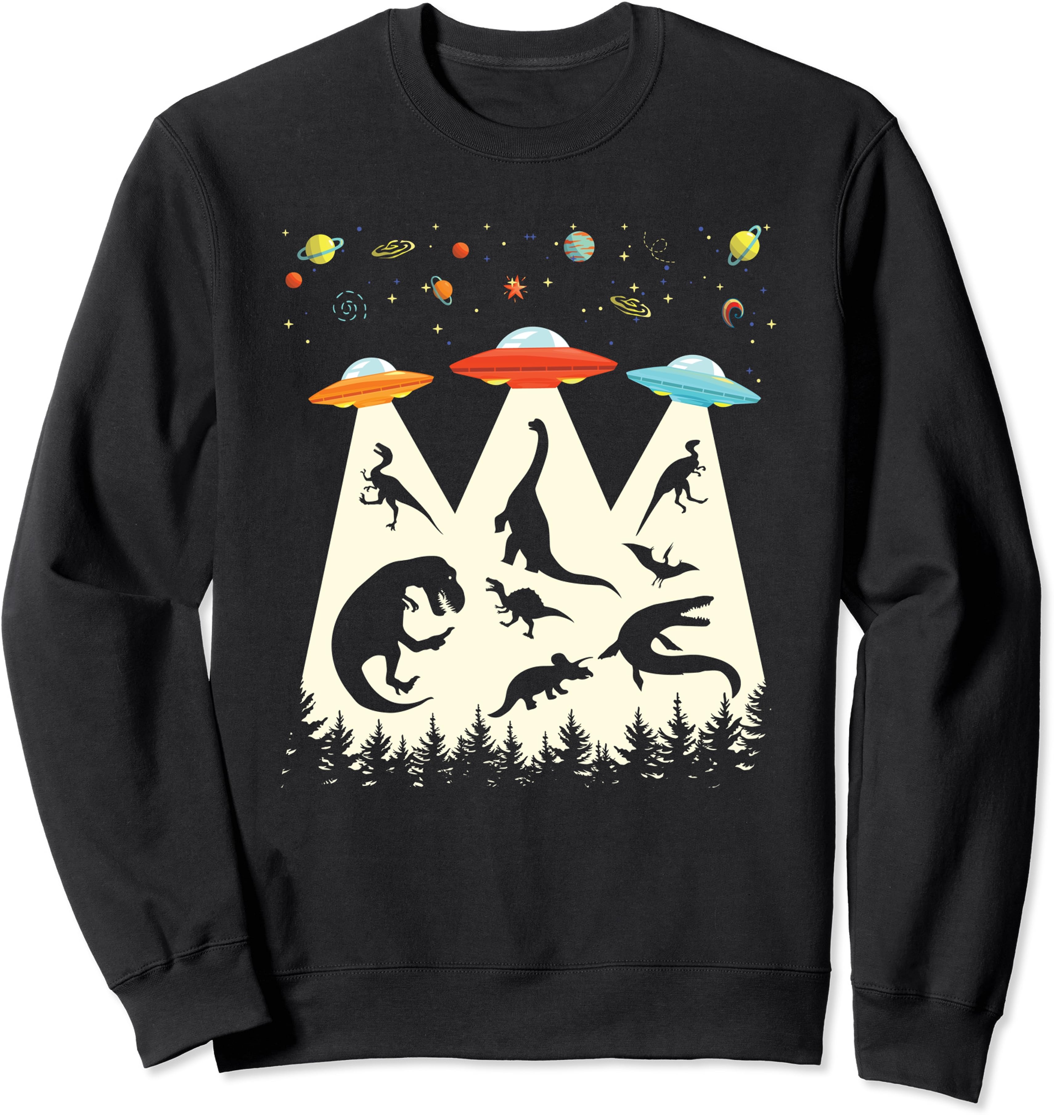 Funny Dinosaur Ufo Lover Vintage Alien Abduction Unisex Crewneck 