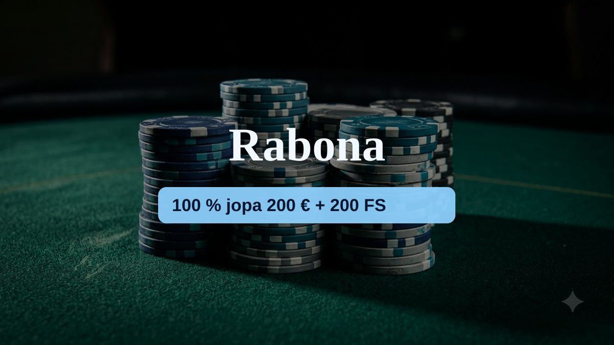 Rabona kasino — tervetuliaisbonus 100 % jopa 200 € + 200 FS, maksutavat: Visa, Mastercard, Skrill, Neteller, Paysafecard