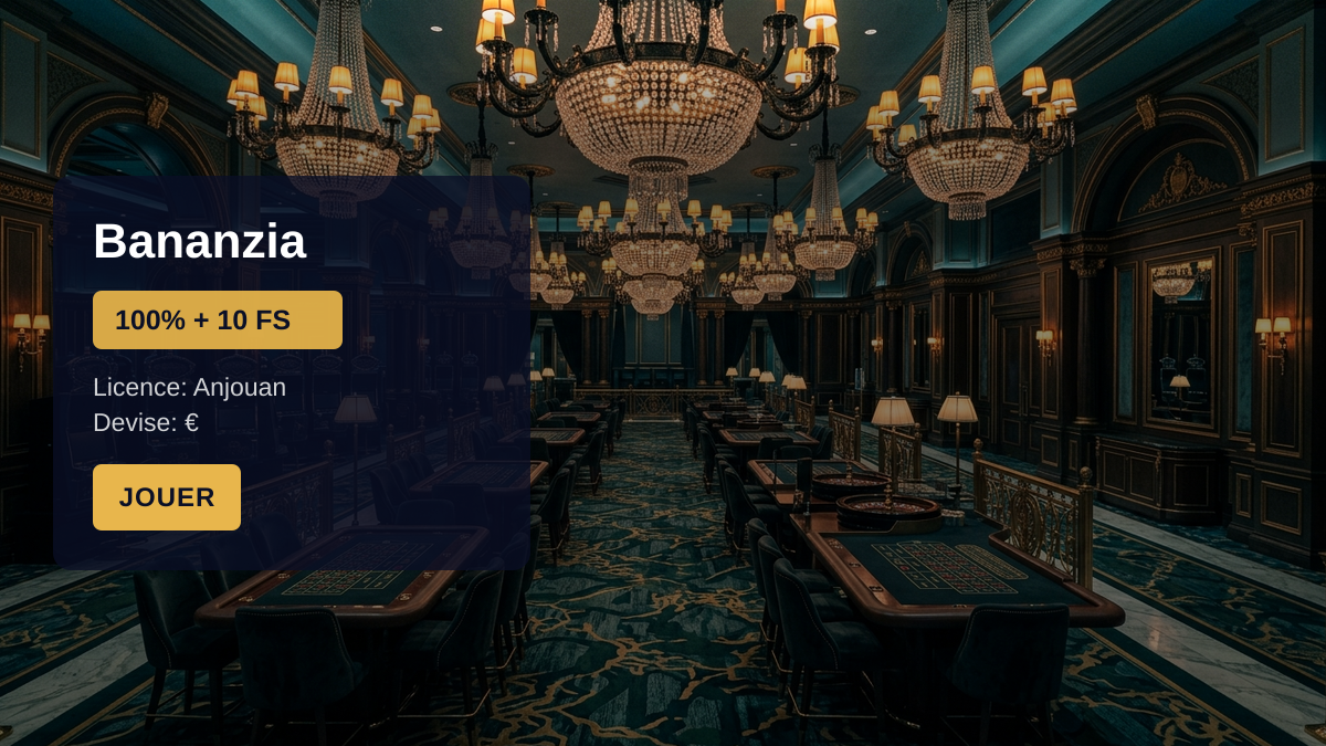 Bananzia casino — bonus de bienvenue 100% + 10 FS, paiements: Visa, Mastercard, Skrill, Neteller, Paysafecard