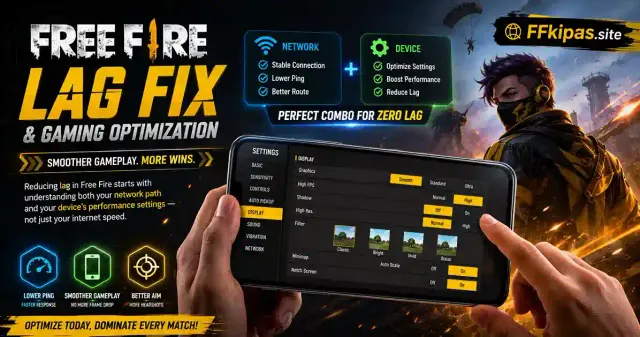 Free Fire lag fix and gaming optimization — a player adjusting settings on Android