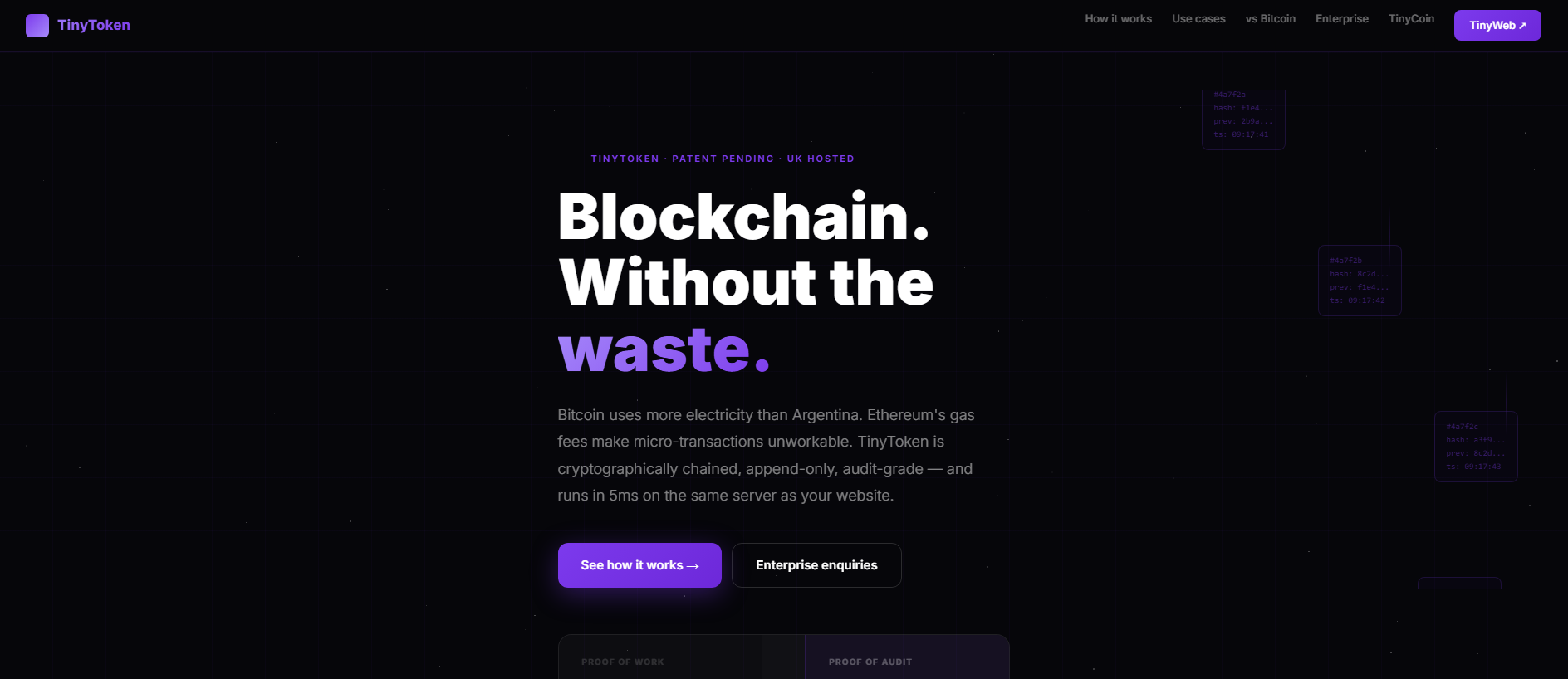 Forensic screenshot of tinycoin.uk showing the phishing page layout