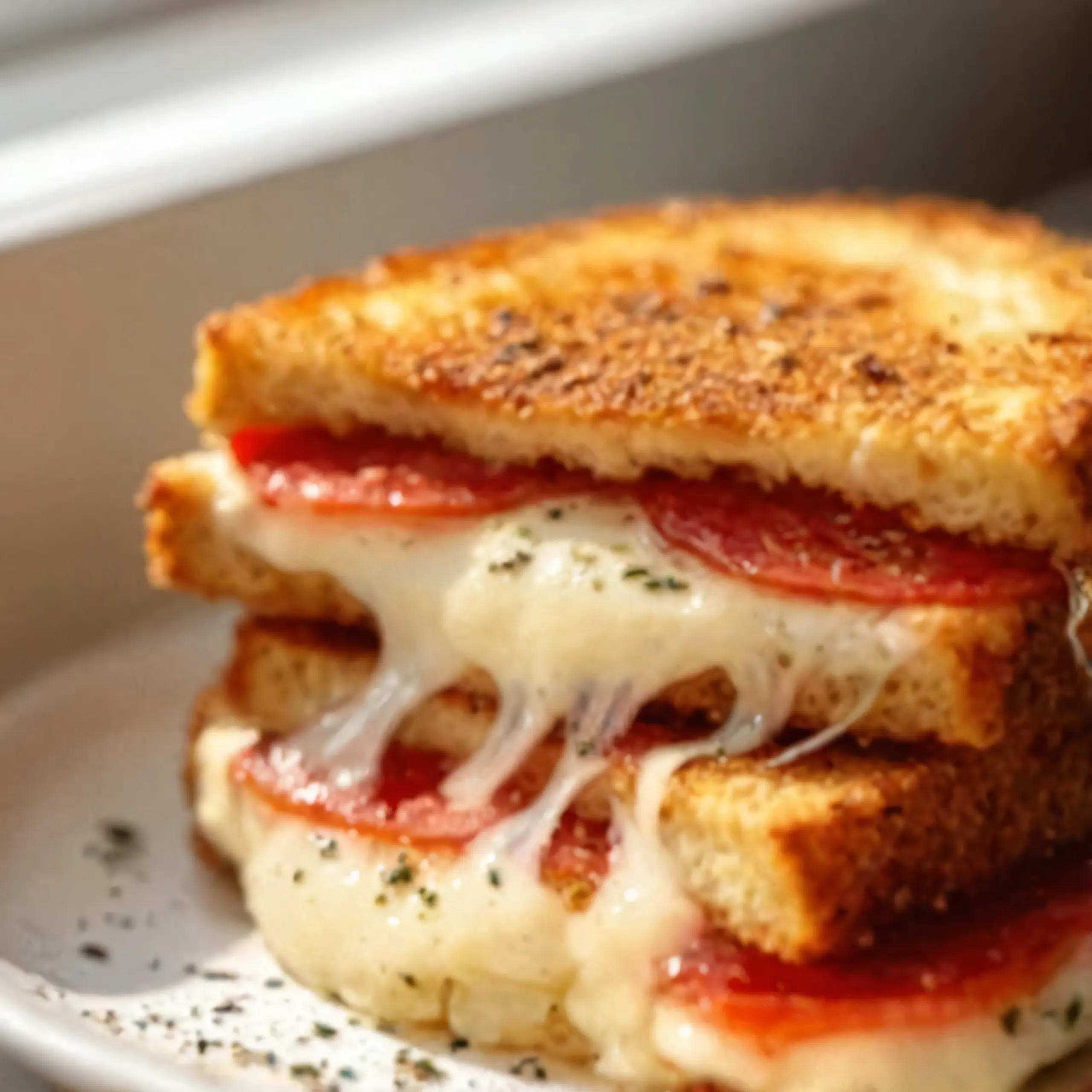 Grilled Cheese Pizza with Beef Pepperoni and Mozzarella
