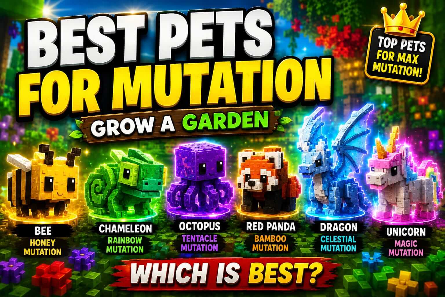 Best pets for mutation chance Grow a Garden 2026 — Disco Bee Mimic Octopus ranked guide