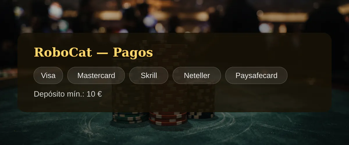 RoboCat — Pagos: Visa, Mastercard, Skrill, Neteller, Paysafecard RoboCat — Pagos: Visa, Mastercard, Skrill, Neteller, Paysafecard