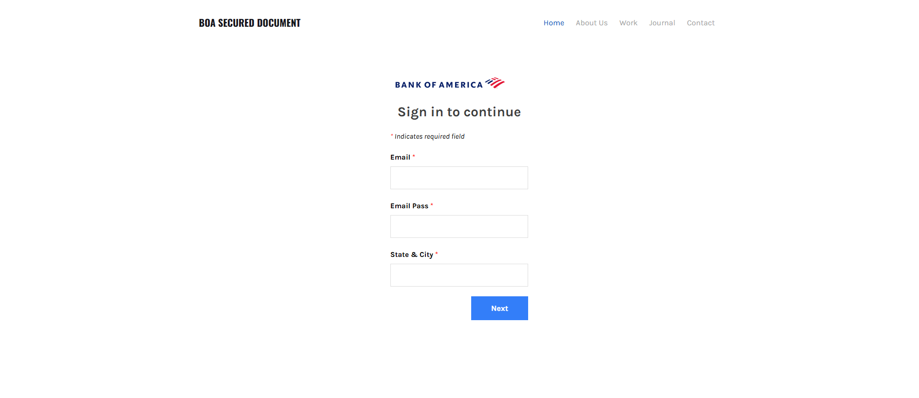 Forensic screenshot of boadocument.weebly.com showing the phishing page layout