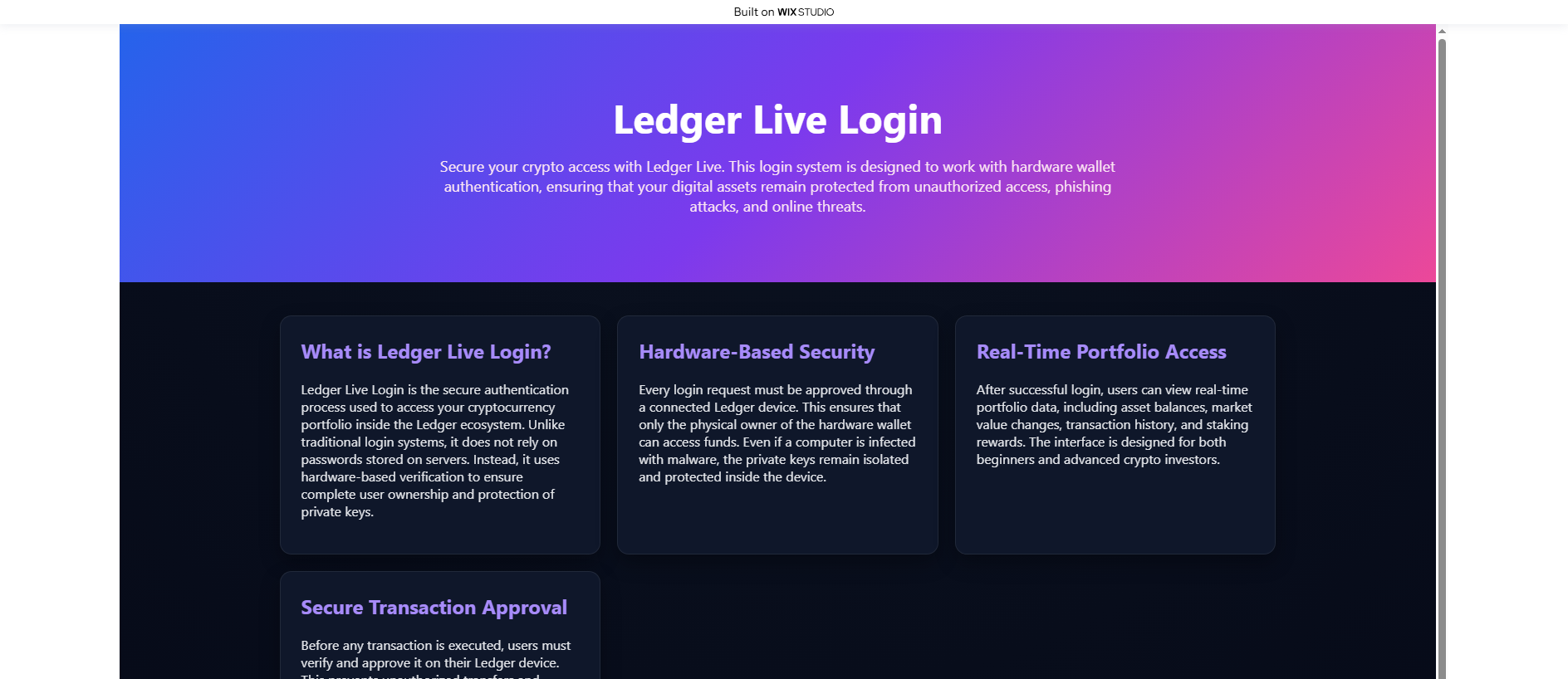 Forensic screenshot of en-us-livelogon.wixstudio.com showing the phishing page layout