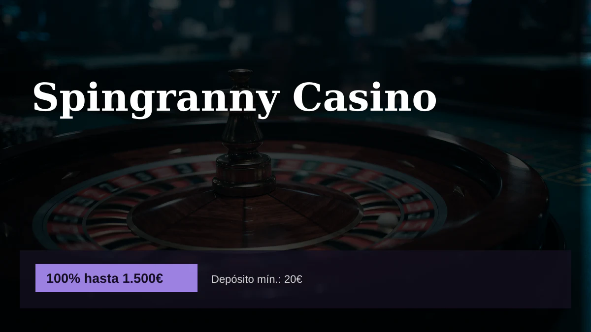 Spingranny Casino � bono de bienvenida 100% hasta 1.500� + 100 FS, pagos: Visa, Mastercard, Skrill, Paysafecard, Pix