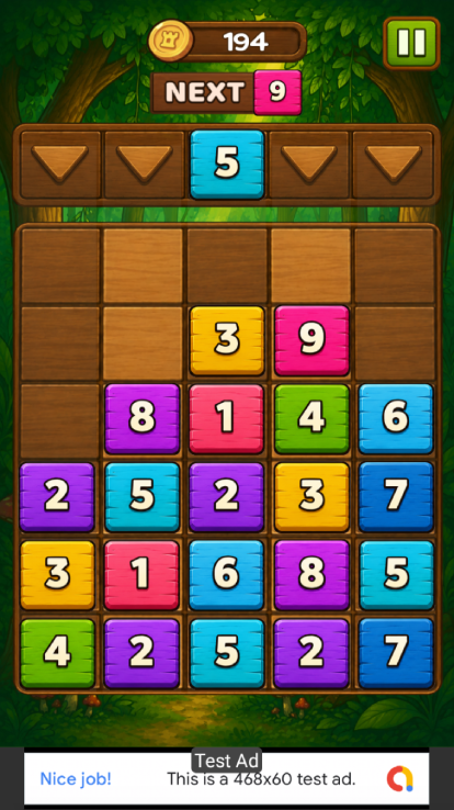 Forest Number Merge - Android Studio Puzzle Game with AdMob Ads - 4