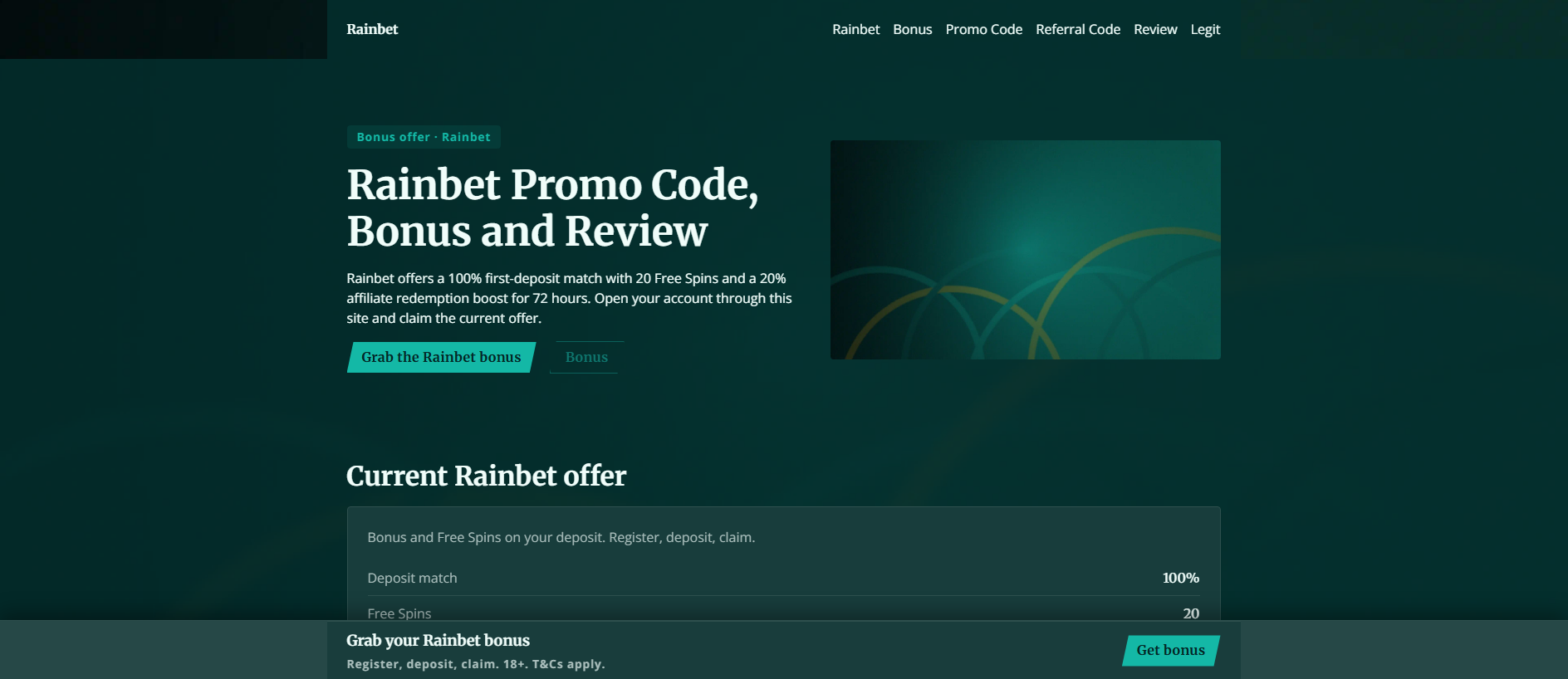 Stored capture of rainbet-signup-bonus.com