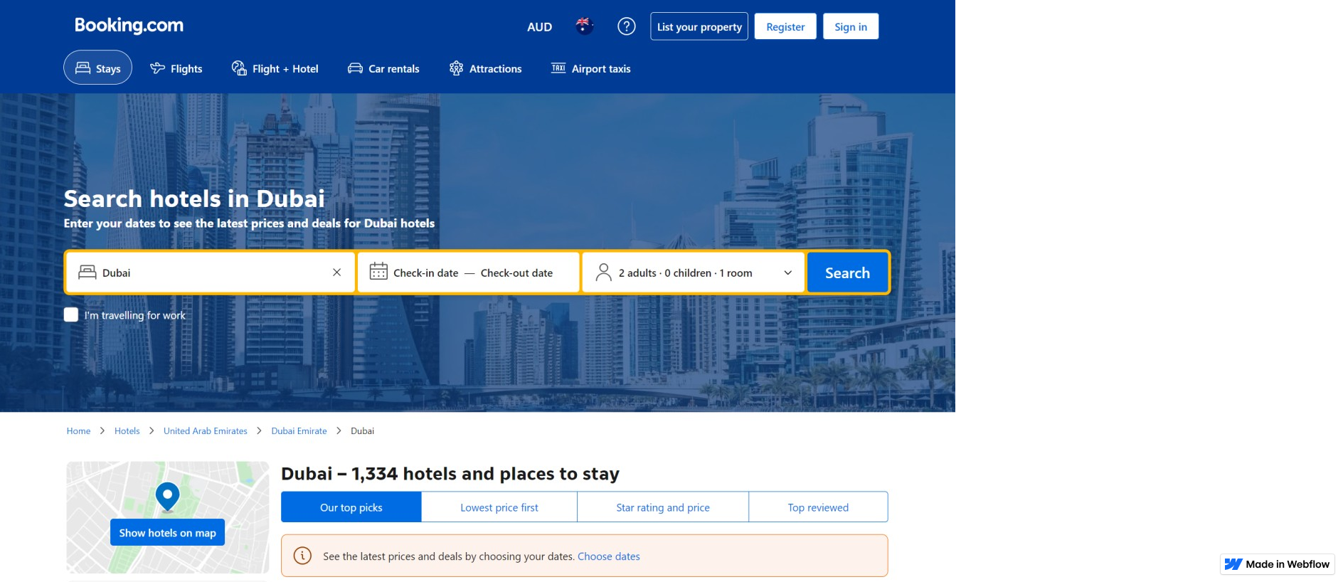 Stored capture of com--dubai-booking.webflow.io