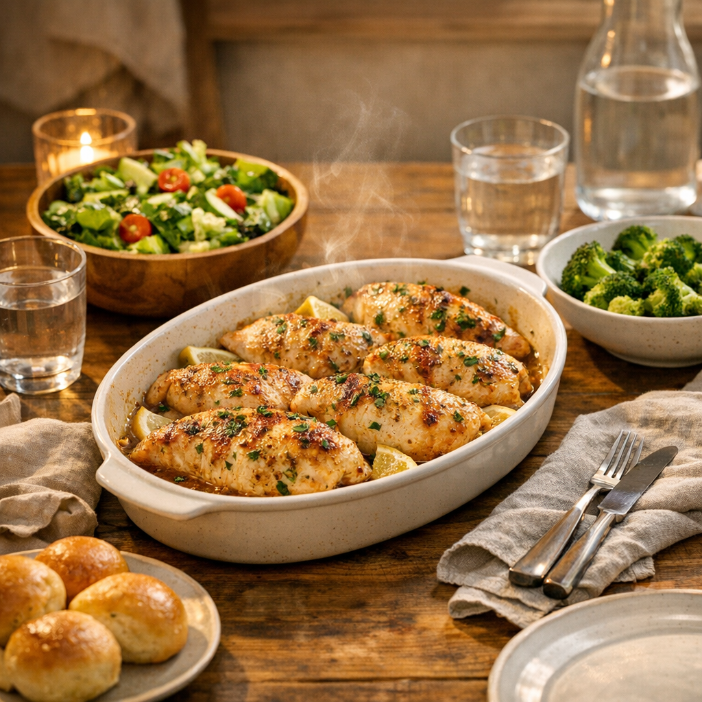 Juicy Oven Baked Chicken Breast That Stays Tender finished dish