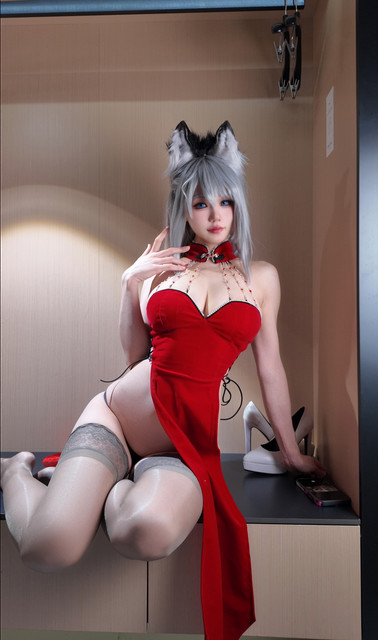 小仓千代w 兽耳红丝绒旗袍 41.jpg