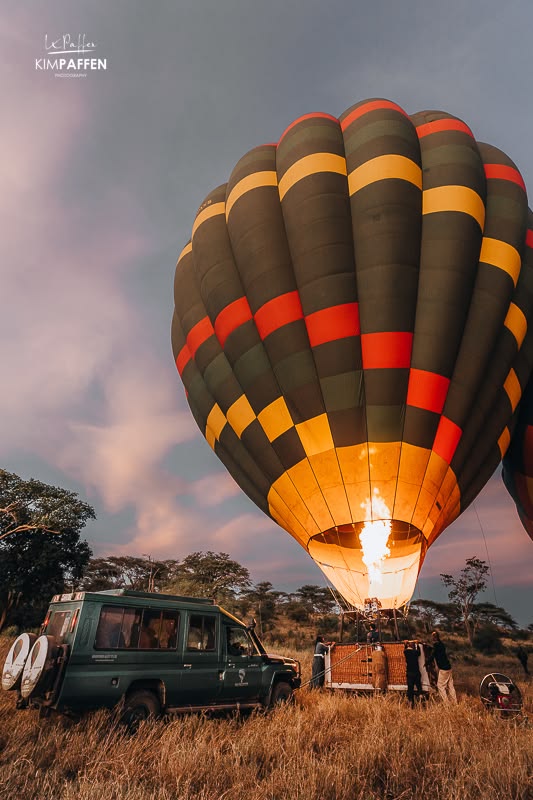 Balloon safari floating above wildlife plains