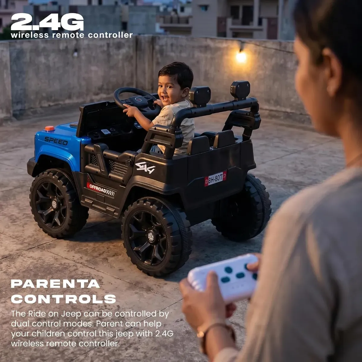 1-6 years 80 T  Battery Operated Jeep for Kids | Ride on Toy Electric Car with 4x4 Motors, Swing Mode, Led Lights & Music | Rechargeable Electric... photo 4