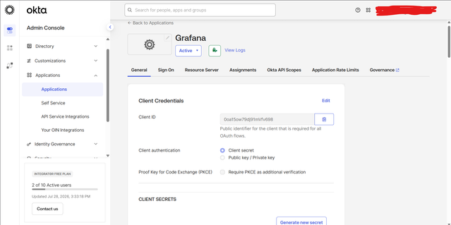 client in okta