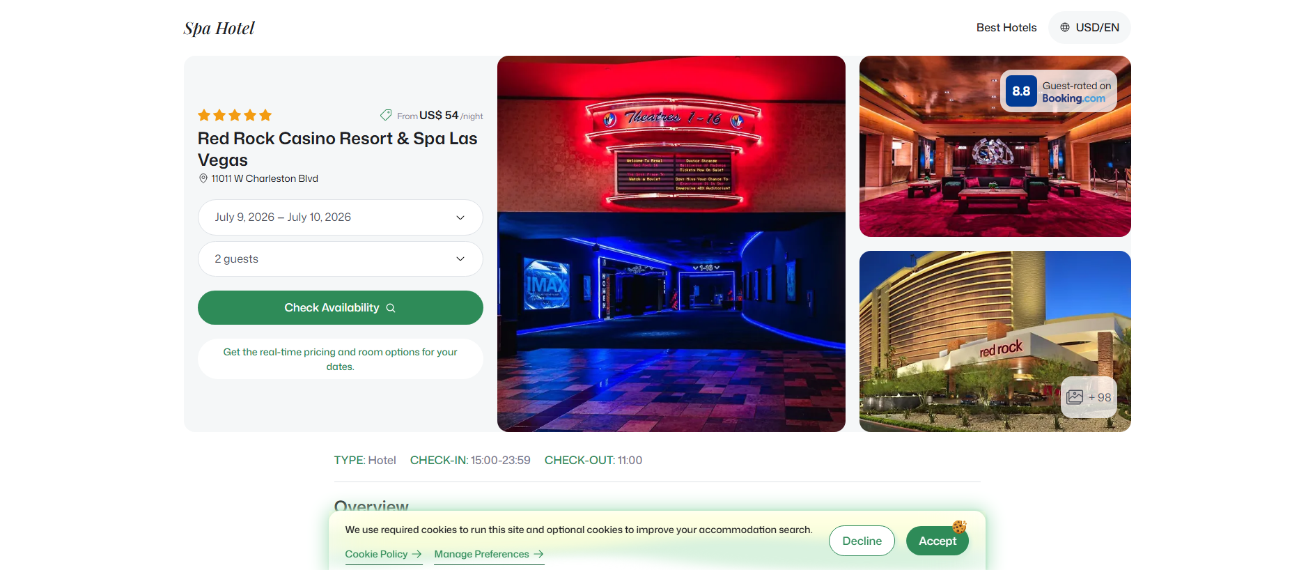 Forensic screenshot of redrockcasoresort.spahotel.guru showing the phishing page layout